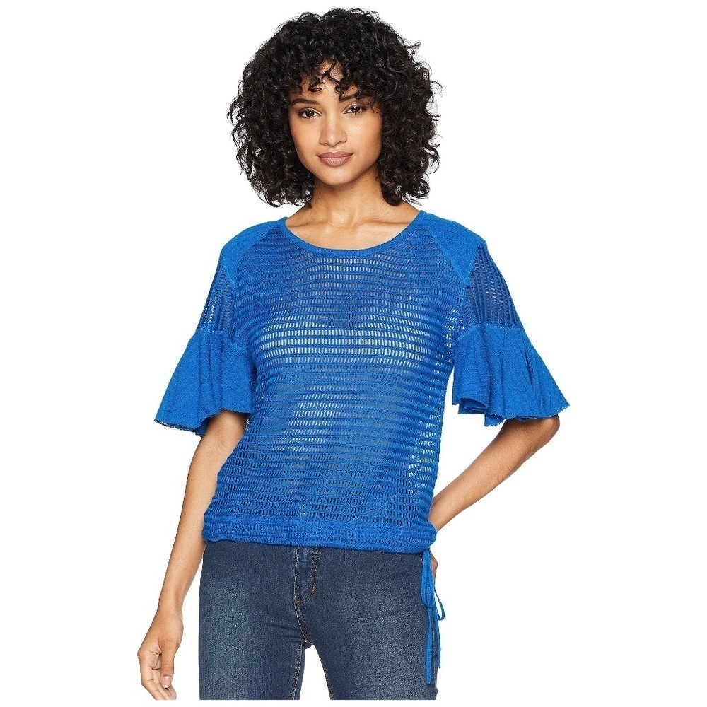 Free People F Babes Only Blue Open Knit Top XS